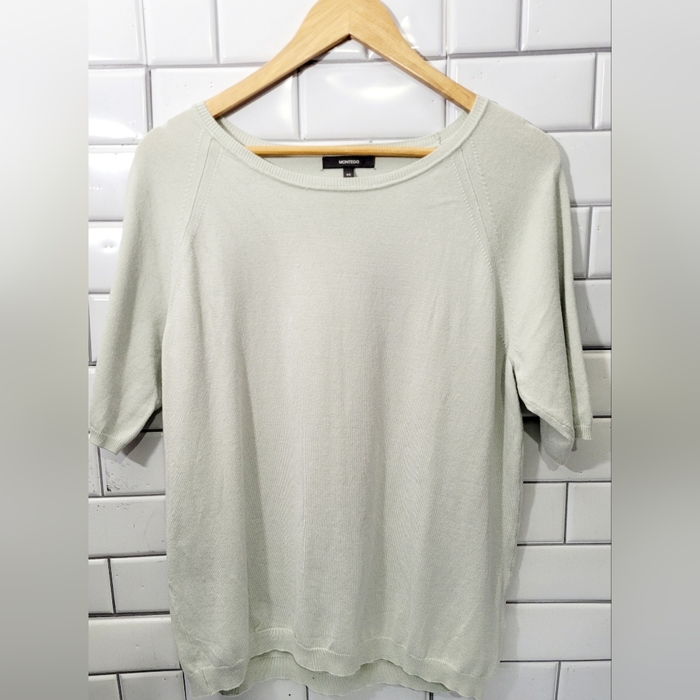 Montego Ladies Short Sleeve Crew Neck Sweater Soft Acrylic Blend Fabric Color So